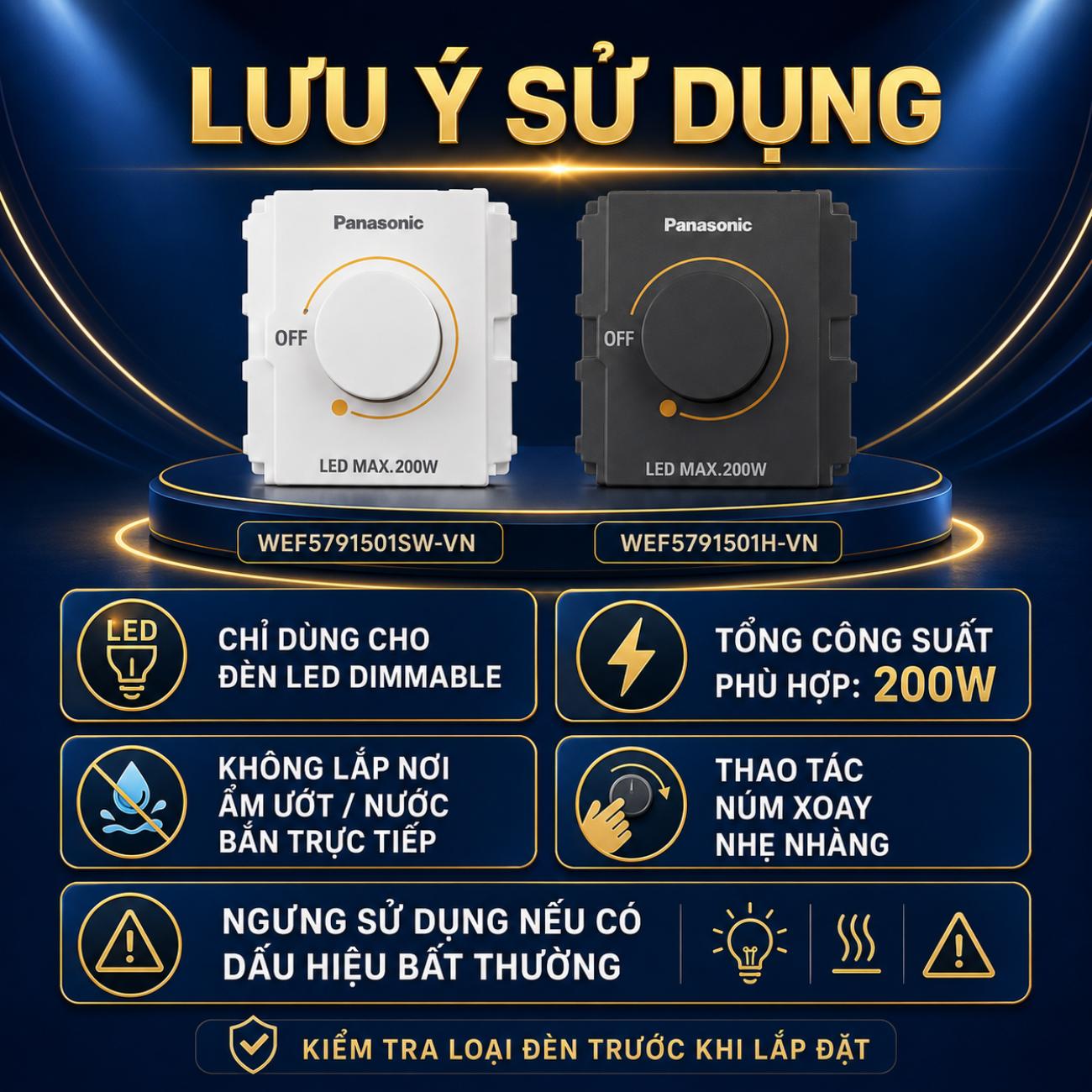 Bộ điều chỉnh độ sáng cho đèn LED Panasonic công suất 200W